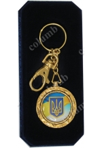 Брелок «Малый герб Украины» в футляре, выполненном вакуумной формовкой с флокированным ложементом.