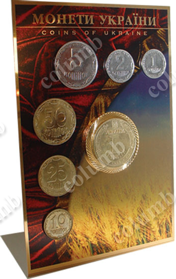Металева листівка (куточок) «Монети України»
